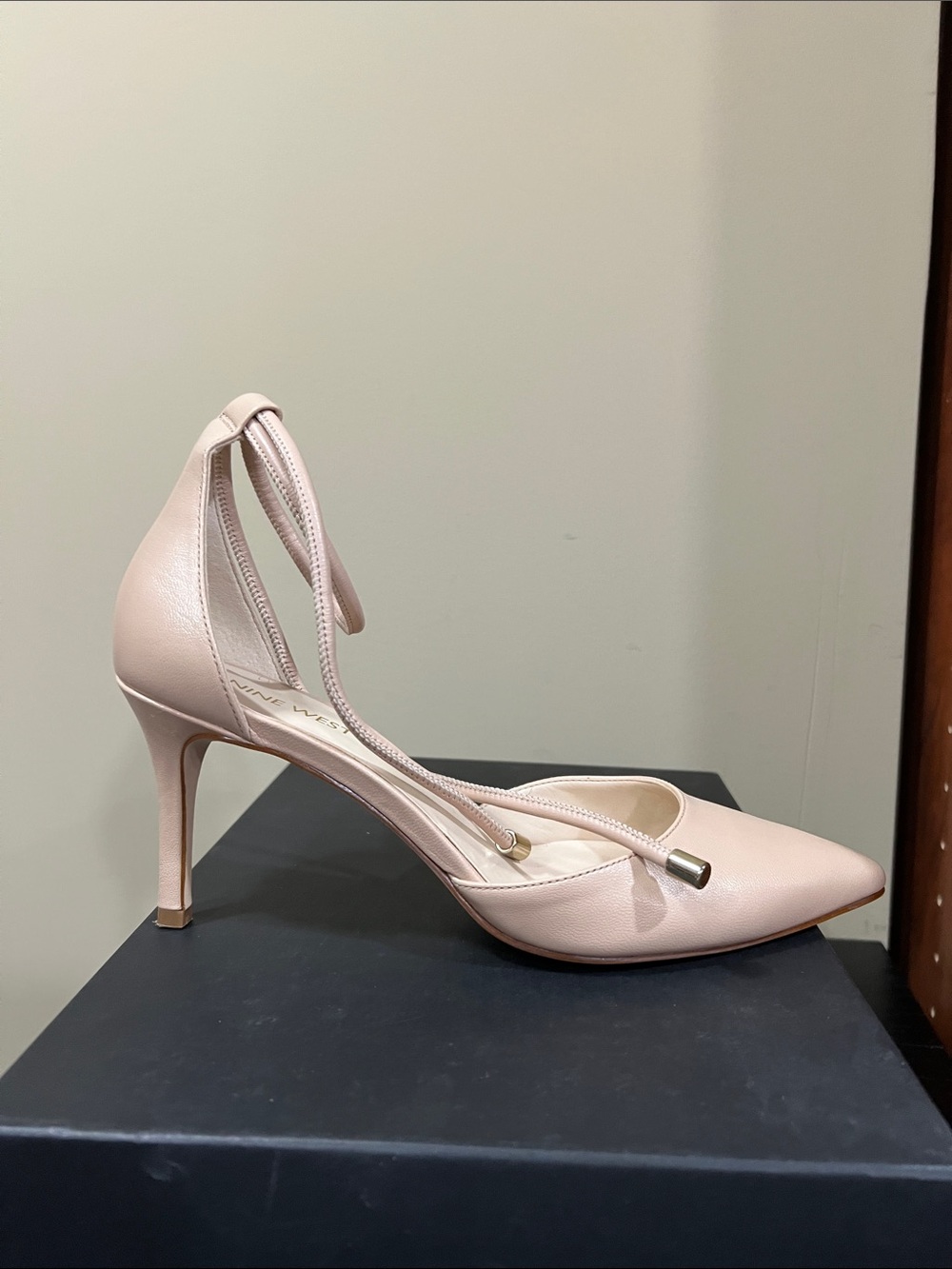 Nine West Blush Pink Pointed-Toe Ankle Tie Heel